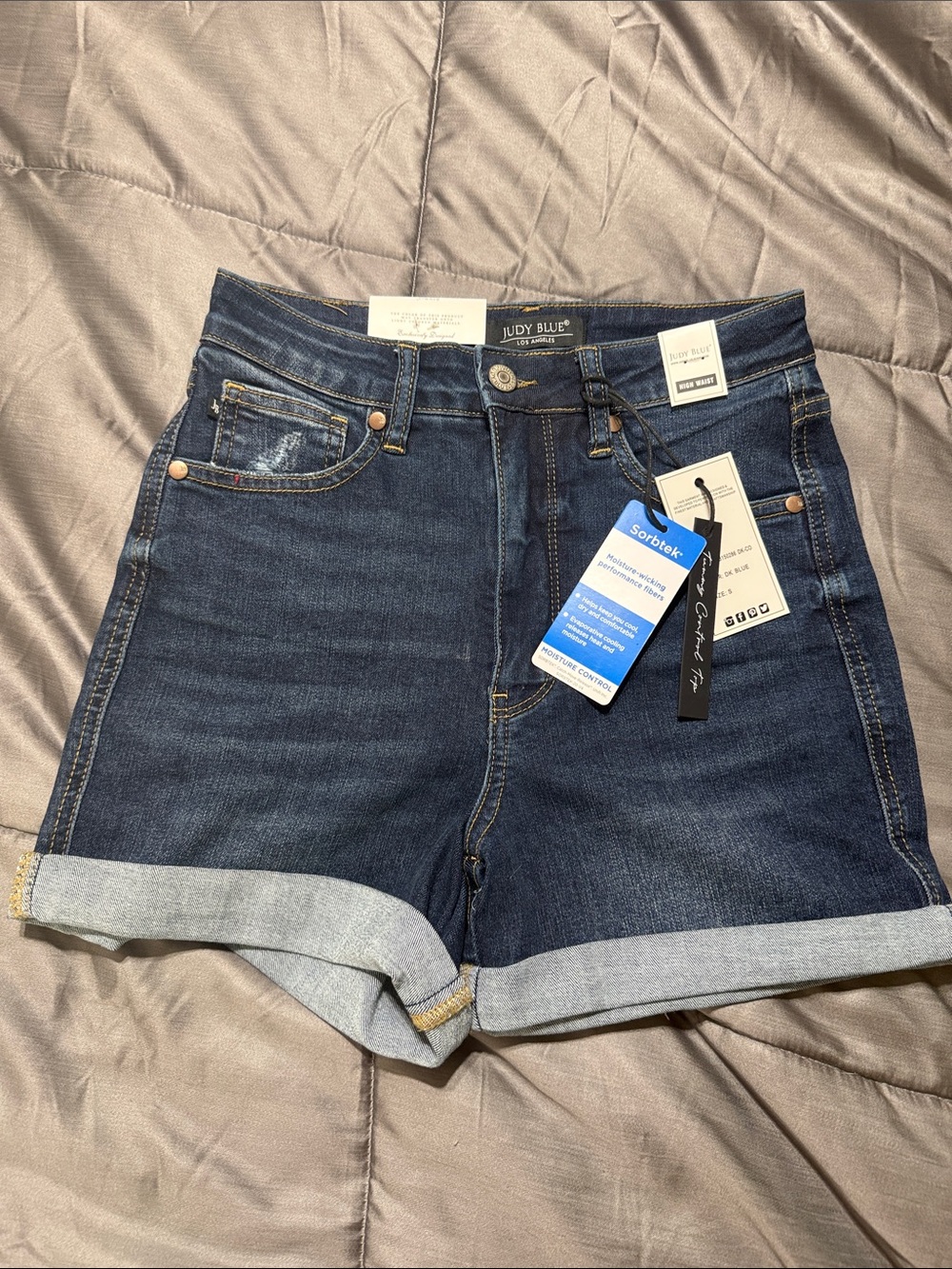 Judy Blue Dark Blue Rolled Cuff Denim Shorts